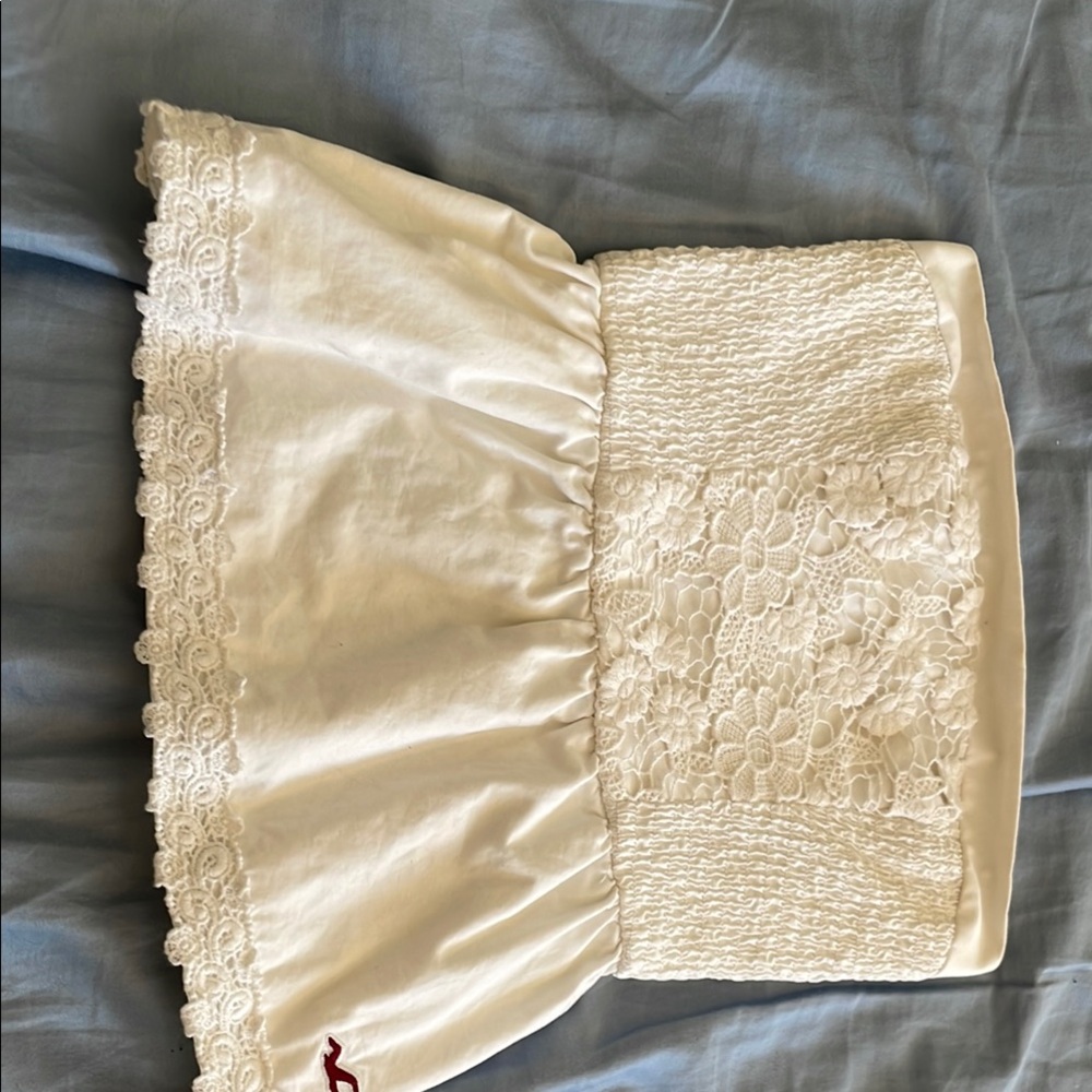 White Lace Strapless Top